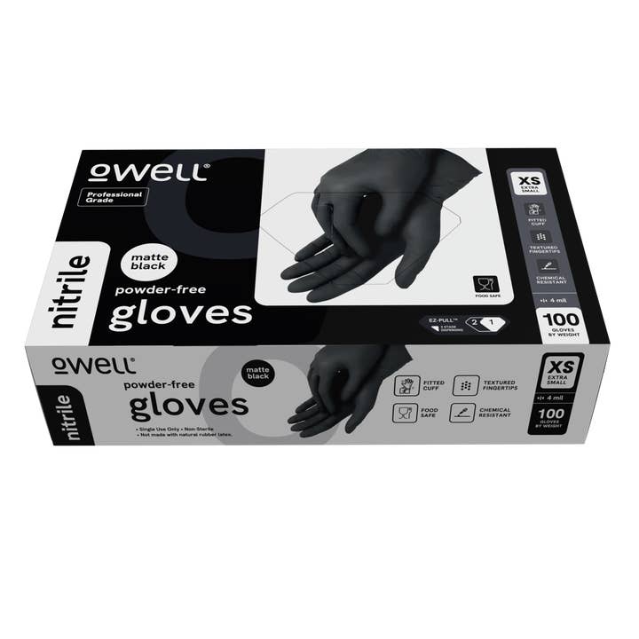 OWELL LLC - Wholesale Cleaning Gloves - OWELL Black 4mil Nitrile Disposable Gloves (100 Count)