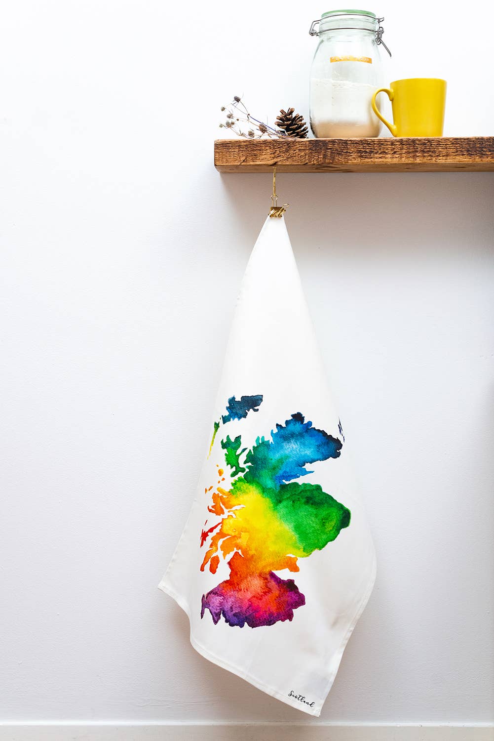 Sarah Leask Studio – wholesale Tea towel – Scotland Watercolour Map Tea Towel1