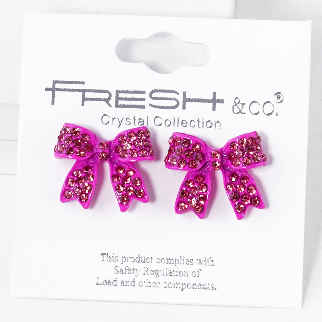 Fashion City - Wholesale Stud/Post Earrings - Rhinestone Bow Shape Post Earrings10