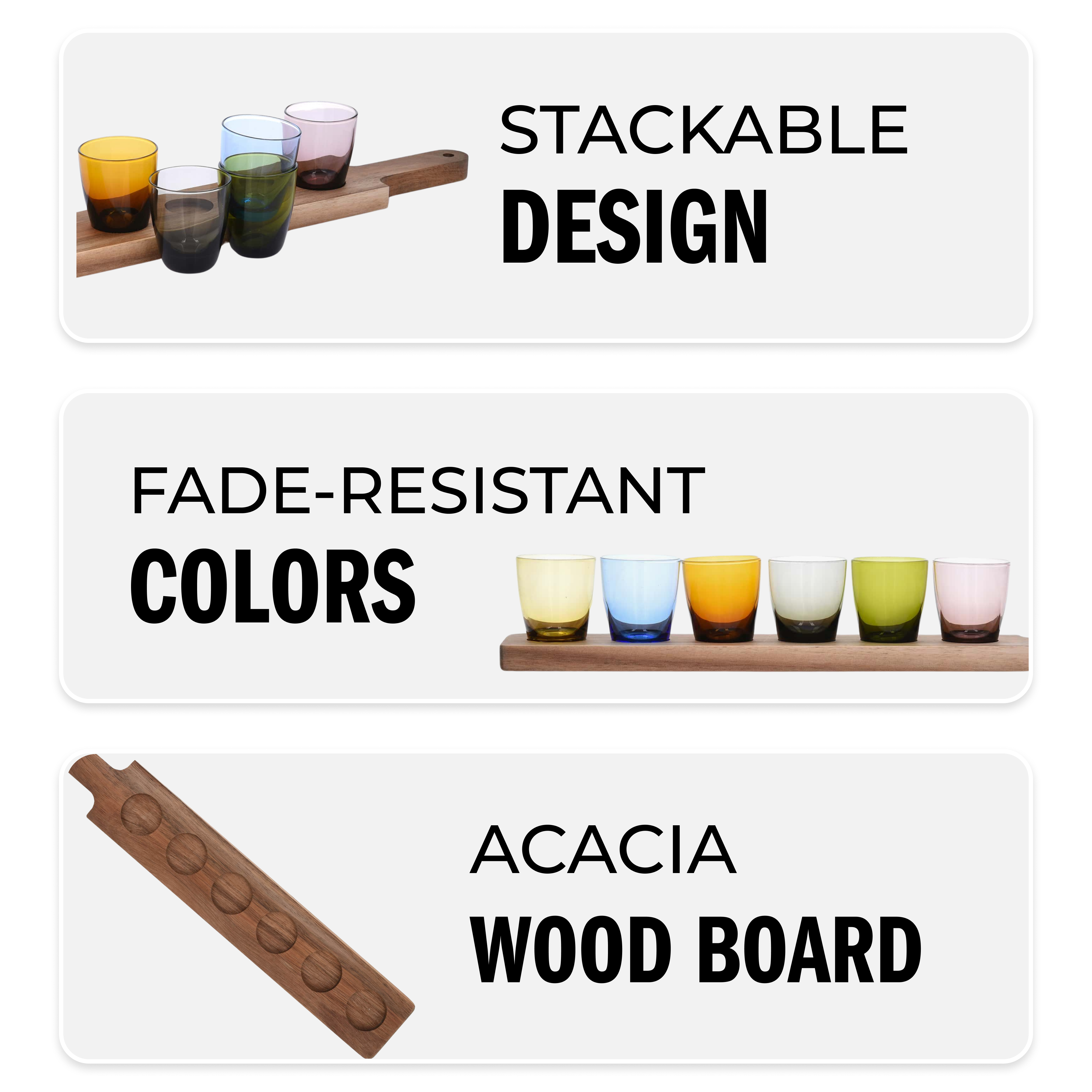 DUKA - Wholesale Shot Glass - Set of Six Colorful Shot Glasses with Tray4