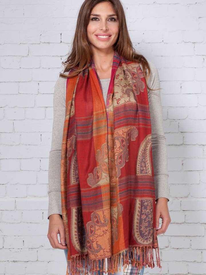 Cashmere stole AH1198PA for wholesale by Peace & Love (CALAO IMPORT EXPORT S.L.)