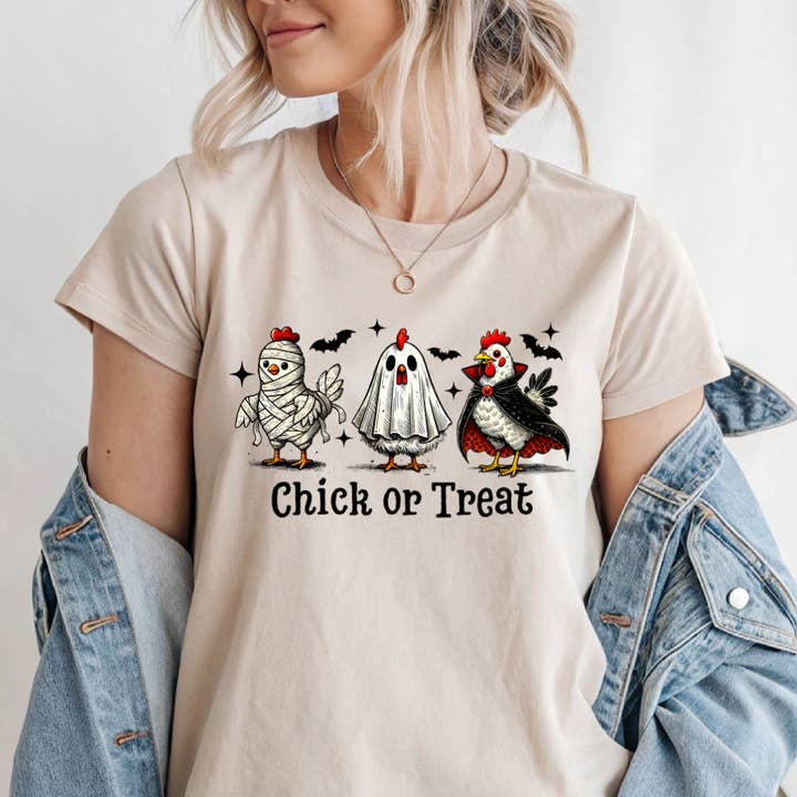 Chick Or Treat Halloween Tee for wholesale by Happy Mail Wholesale