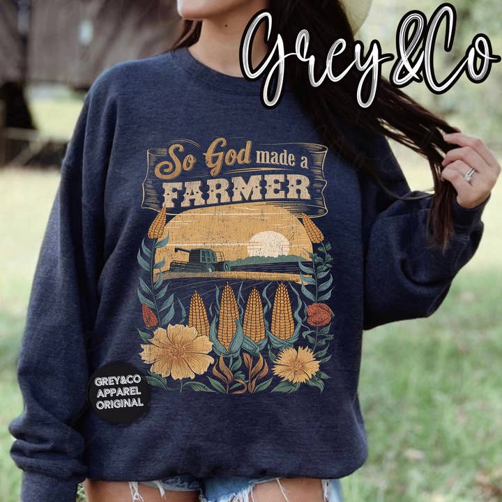 So god made a Farmer Sweatshirt for wholesale by Grey&Co