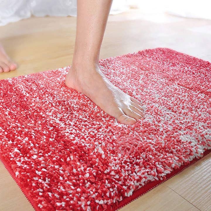 home mart goods - Vendita all'ingrosso Set di tappetini da bagno - Set di 2 tappetini da bagno in peluche morbido e spesso in microfibra ombreggiata7