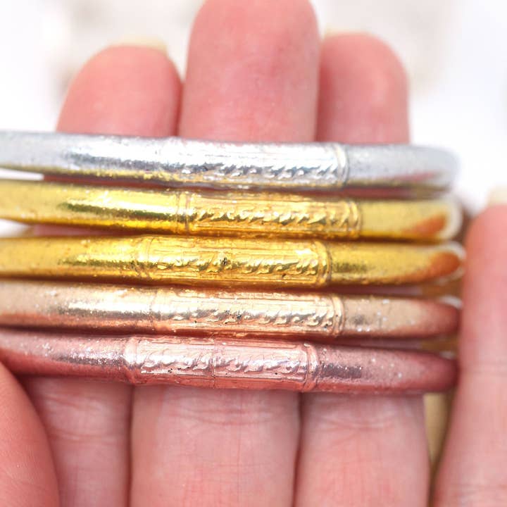 Woman Shops World - Wholesale Bangle Bracelet - Single Thai Buddhist Temple Bracelet, Mantra Bangle, Metals