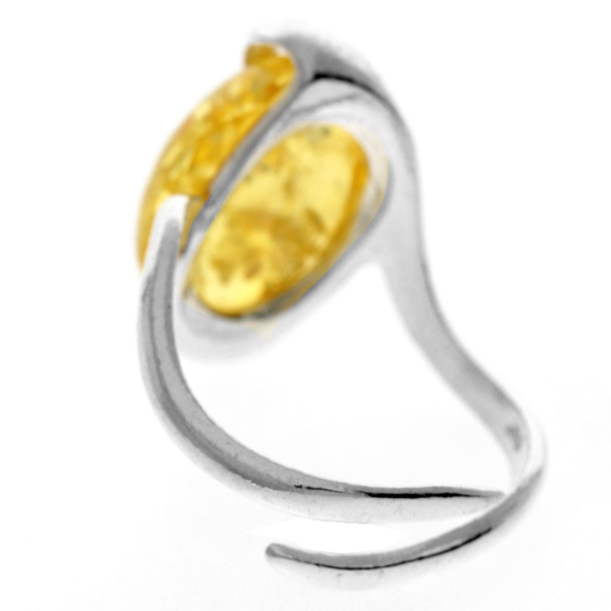 SilverAmber Jewellery – Anel de pedra única/solitário por atacado – Anel ajustável 925 Prata de Lei & Ámbar Báltico Moderno - GL47711