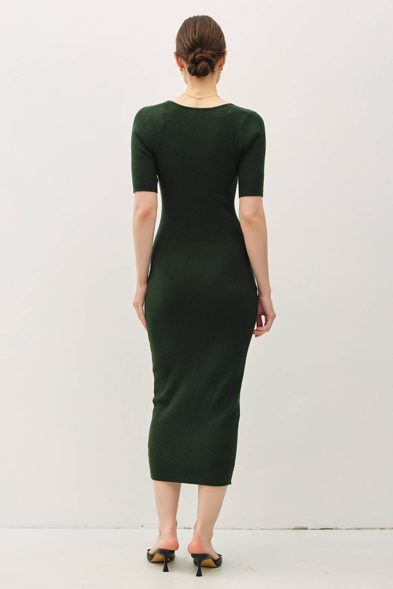 Be Cool - Wholesale Dress - Women's - SQUARE NECK HALF SLEEVE BODY CON SWEATER DRESS16