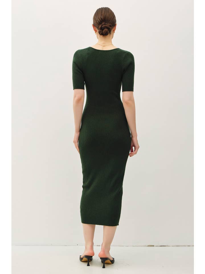 Be Cool - Wholesale Dress - Women's - SQUARE NECK HALF SLEEVE BODY CON SWEATER DRESS16