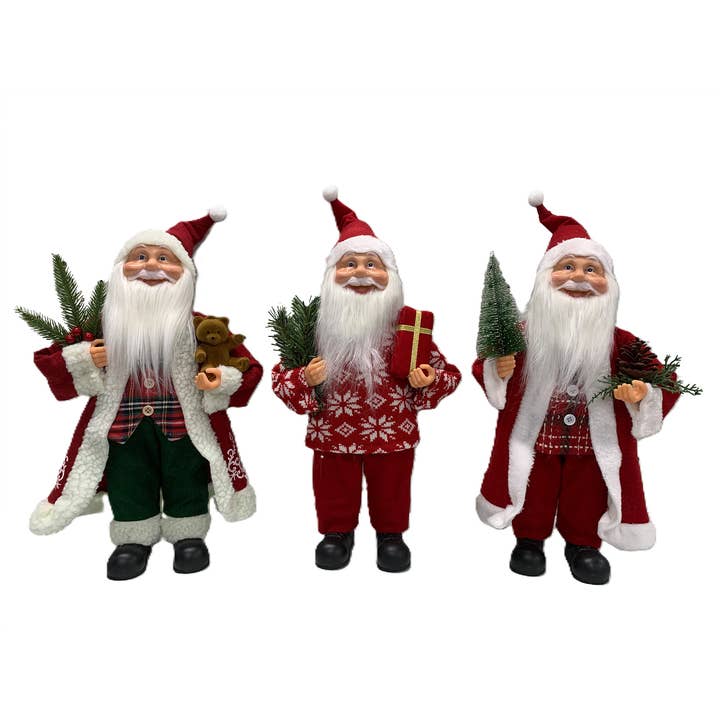 16-Inch Santa Figures – Set of 3 Assorted Holiday Classics for wholesale by Country Silk