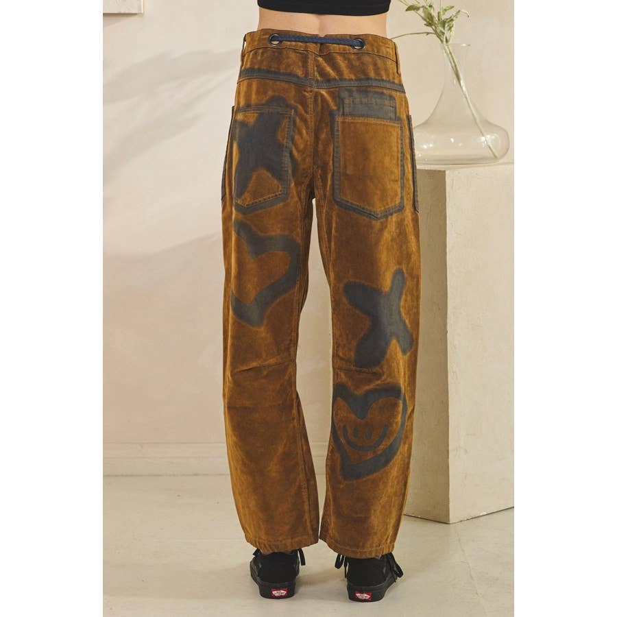 BROWN XO VINTAGE TIE WAIST VELVET SUEDE PANTS for wholesale on Faire7