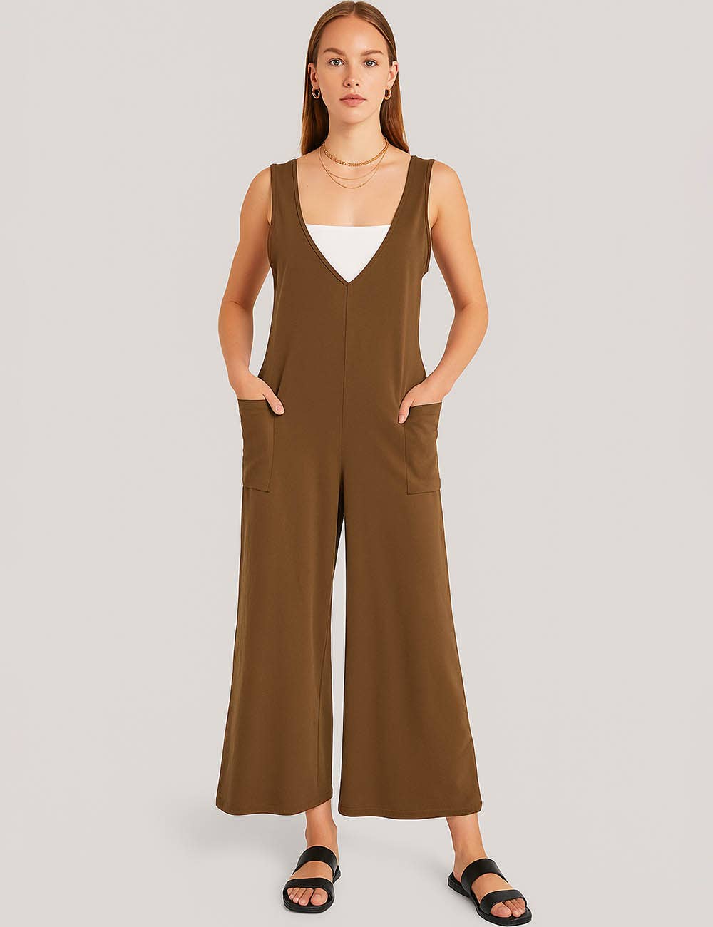 Sweetkama - Wholesale Jumpsuit - Women's - Ladies Two Shoulder Overalls Solid Daily Jumpsuit SKJ23846