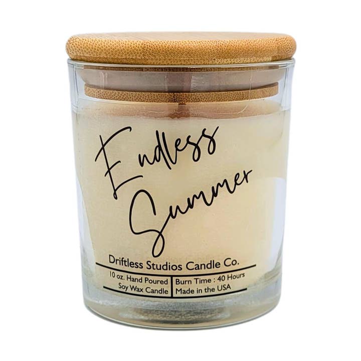 Driftless Studios - Wholesale Jar/Filled Candle - Candle - Endless Summer Soy Candles - 10 oz Jar + Bamboo Lid0
