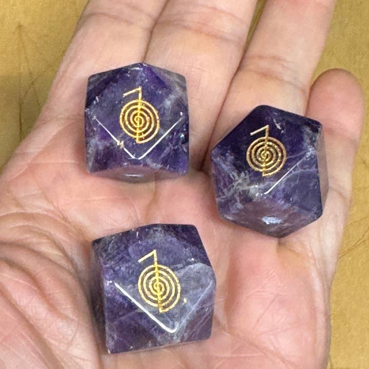 The 7 Directions - Wholesale Spiritual Stone/Crystal - 3 pc Reiki Cho Ku Rei sacred geometry guru beads F440
