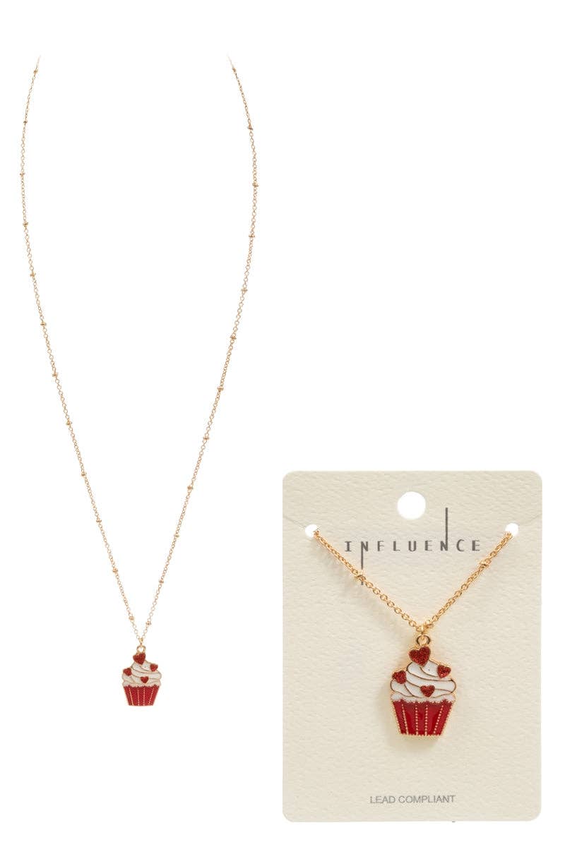 Designature New York - Vente Colliers à pendentif - Collier court en émail avec cupcake de la Saint-Valentin1