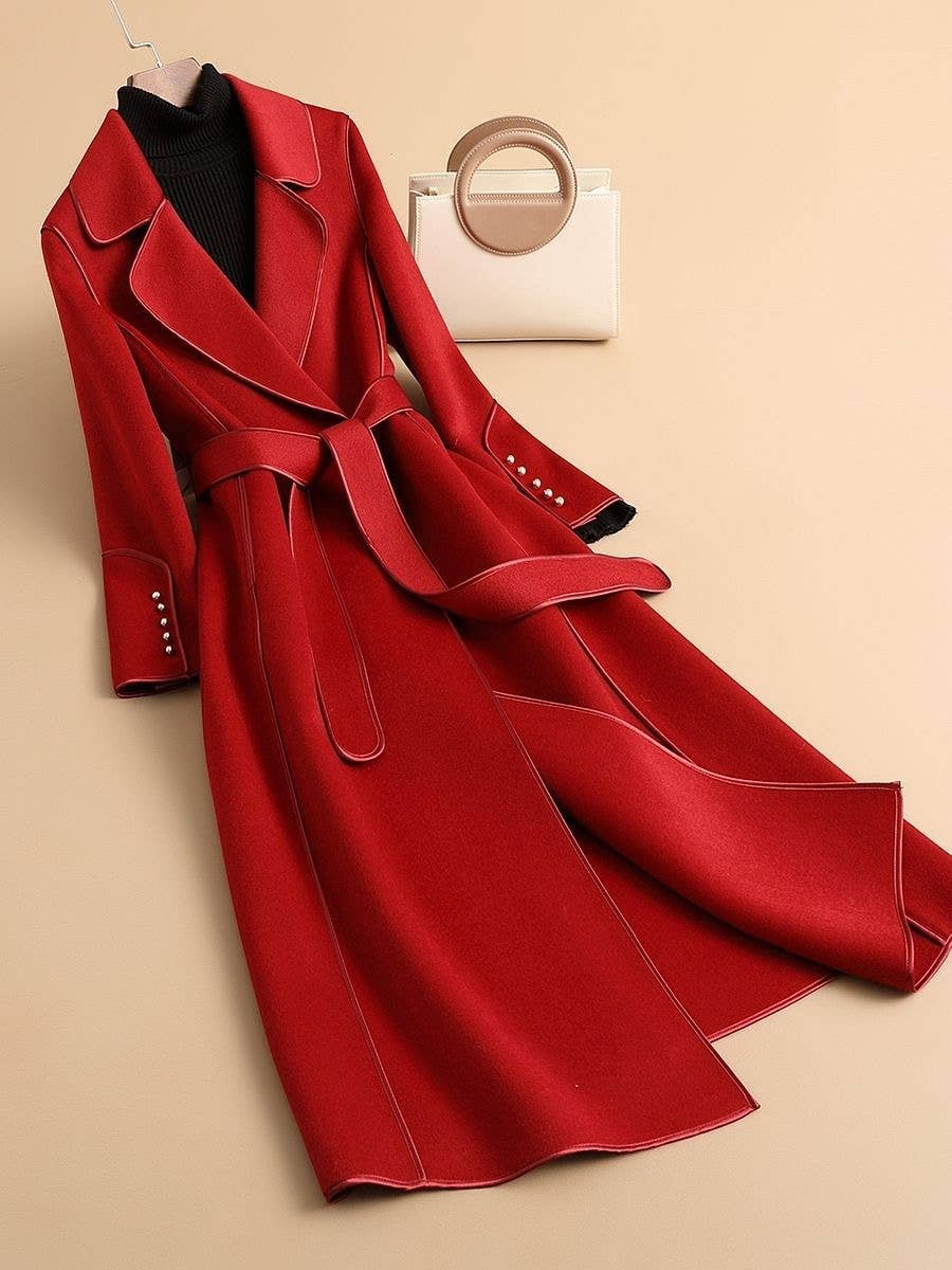 Productseeker - Vendita all'ingrosso Giacca antivento - Donna - Cappotto Slim Doppiato in Lana con Cintura per Donna CT86S10