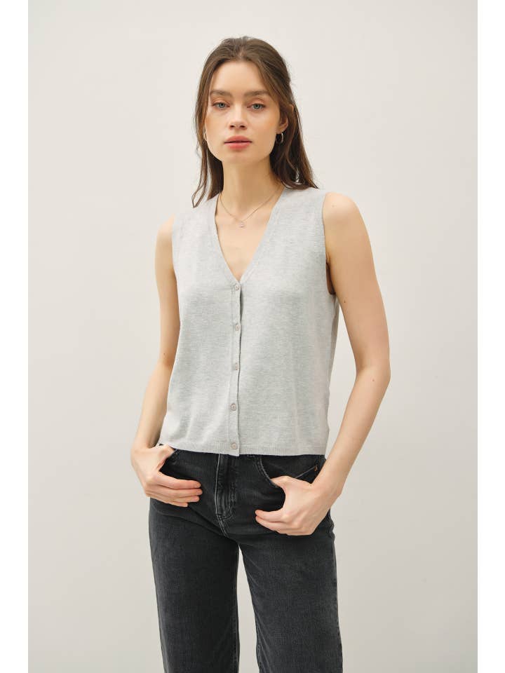 Be Cool - Wholesale Sweater Vest - Women's - BOXY CUT BUTTON UP V-NECK SWEATER VEST 11