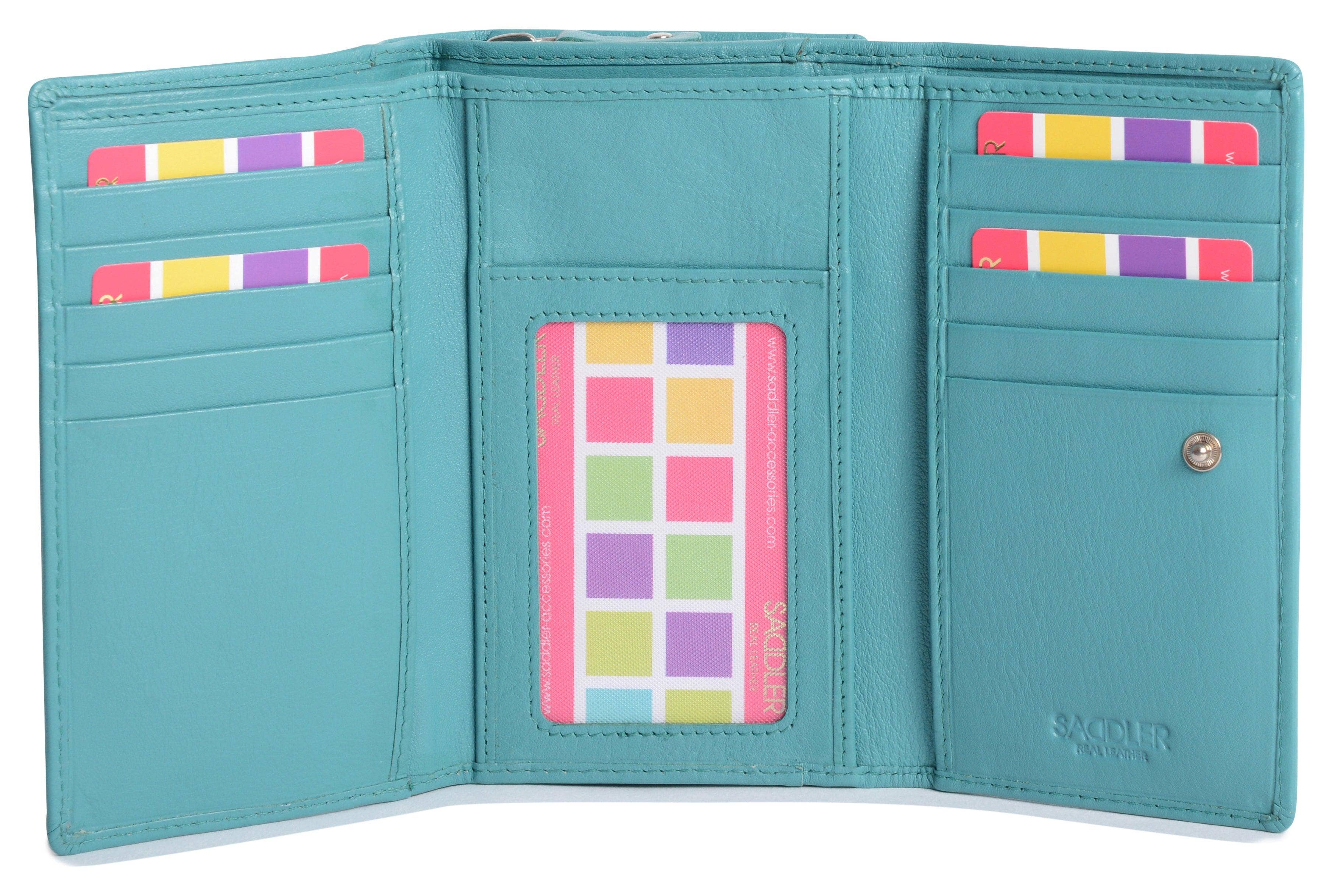 SADDLER - Wholesale Wallet - Women's - Compact Trifold Leather Purse "Eleanor" – Handmade by Saddler | RFID Protected & Gift Boxed | 10 Card Slots & Rear Zip Coin Pocket8