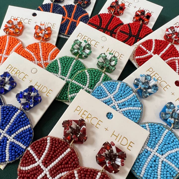 Pierce + Hide - Wholesale Dangle Earrings - Custom Beaded Basketball Earrings| GAMEDAY Earrings1