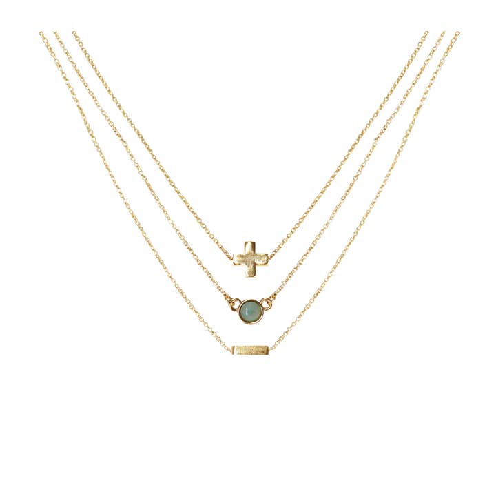 Lot de 3 colliers Amazonite & Or pour la vente par CHARGED