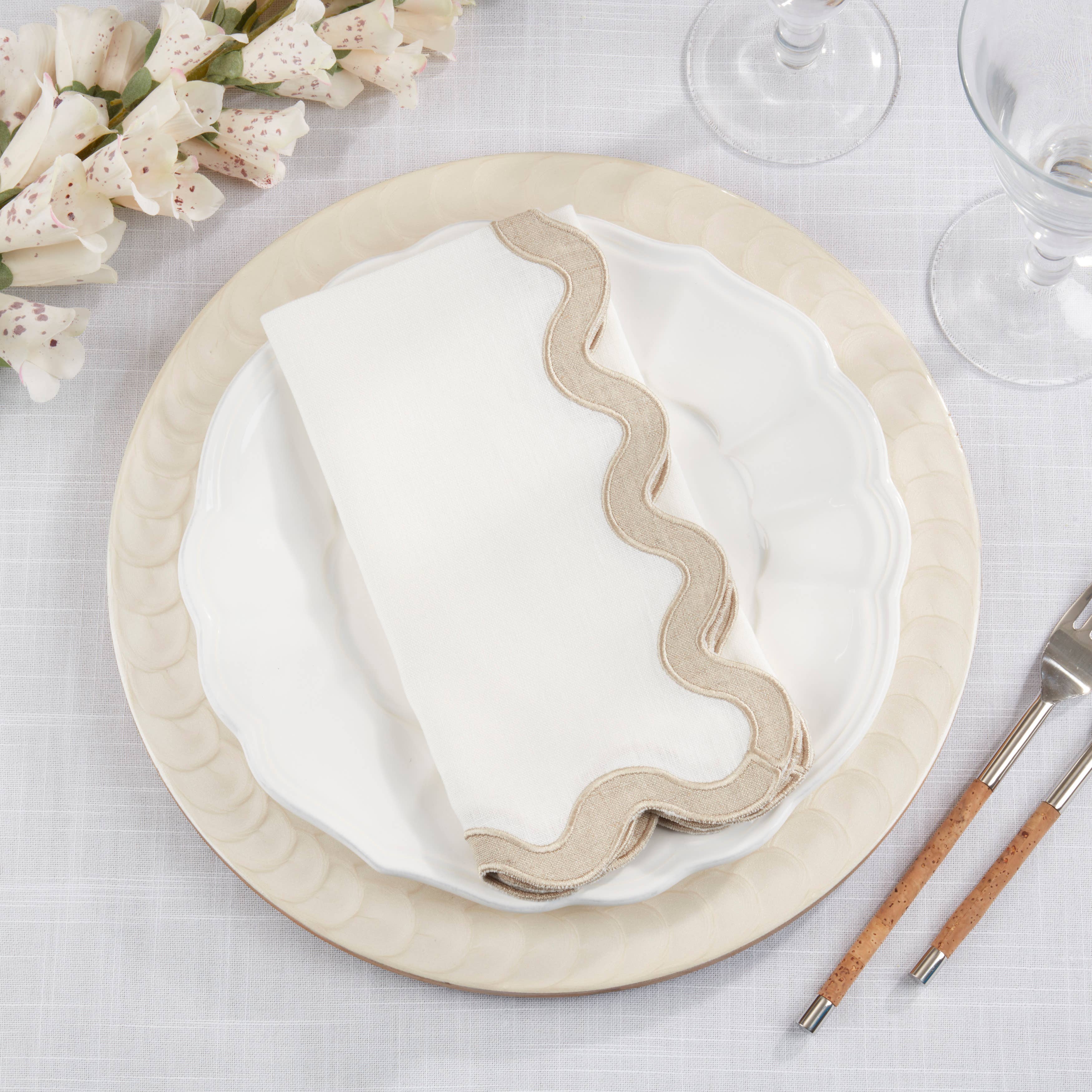 Saro Lifestyle – wholesale Dinner & cloth napkin – Linen Ric-Rac Border Dinner Napkin15