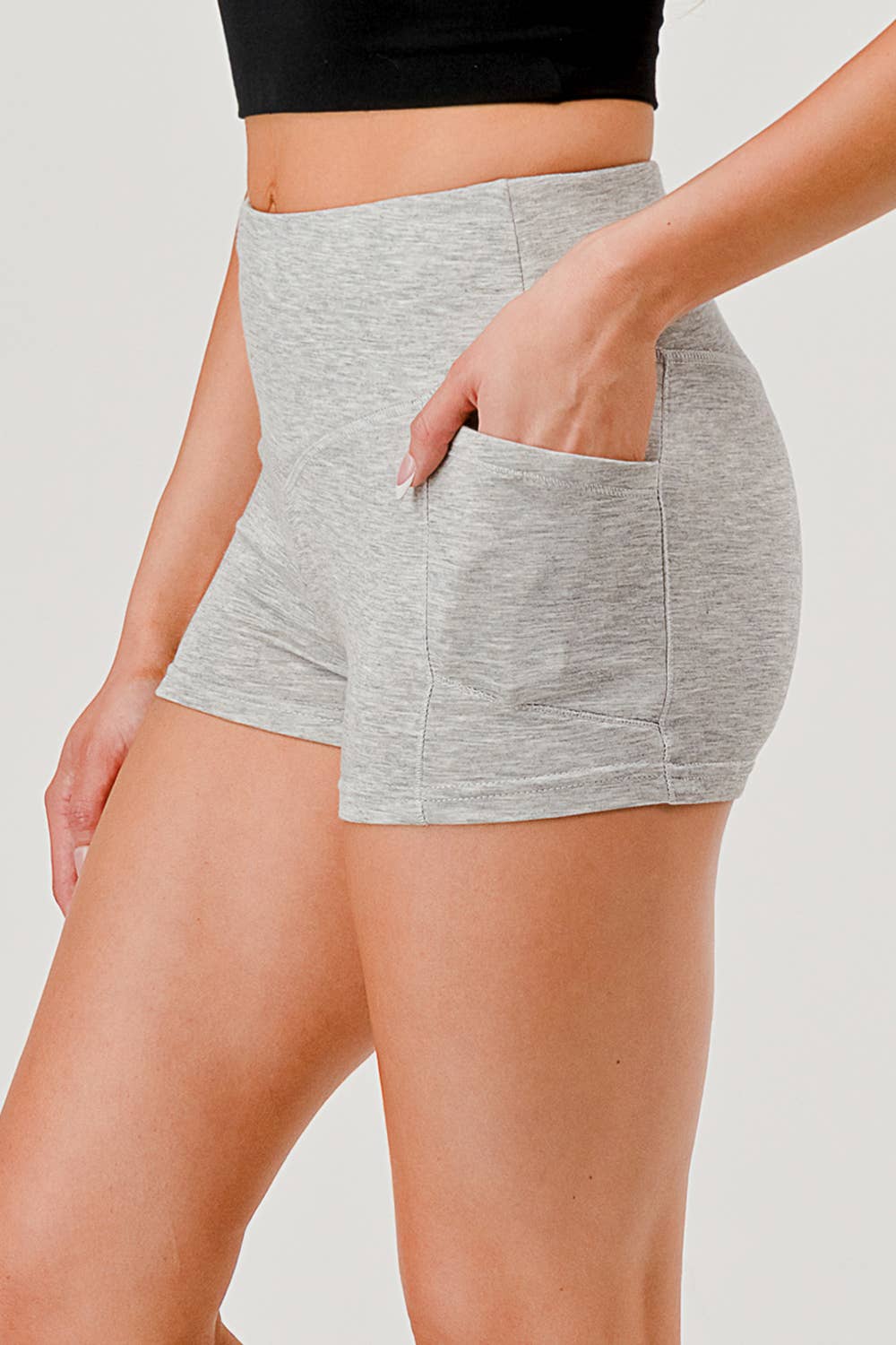 REDFINCH APPAREL INC - Wholesale Athletic Shorts - Women's - Womens V-Waist Biker Shorts With Side Pockets 11