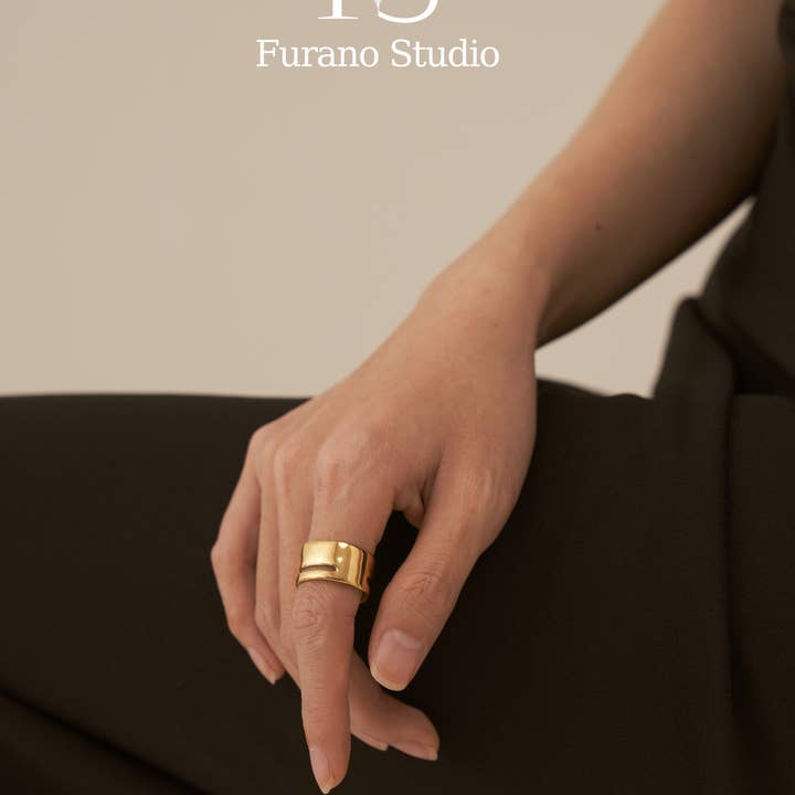 Furano Studio - Wholesale Band/Stacked Ring - 18K Gold Chunky Double Band Ring2