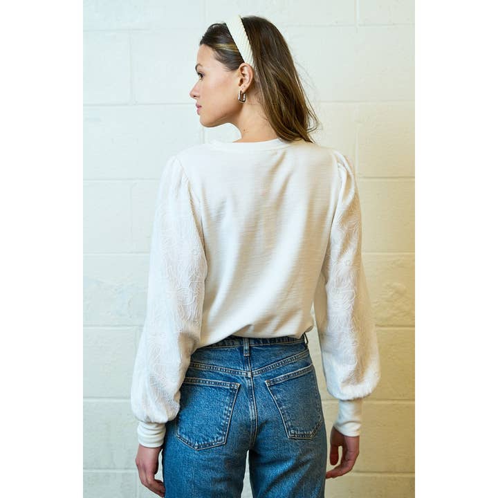 The GREii - Wholesale Sweatshirt - Women's - Floral Textured Sweatshirt