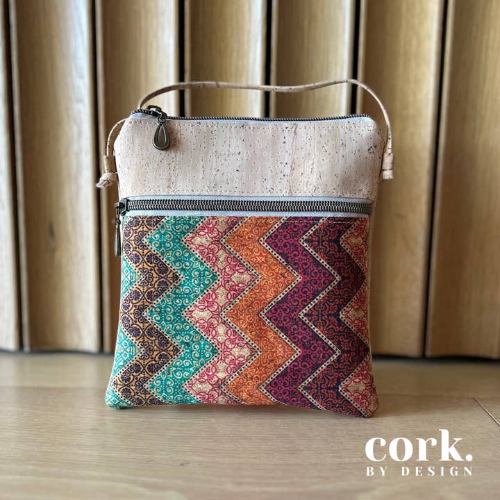 Sabrina Cork Crossbody Bag - Chevron for wholesale by Cork By Design