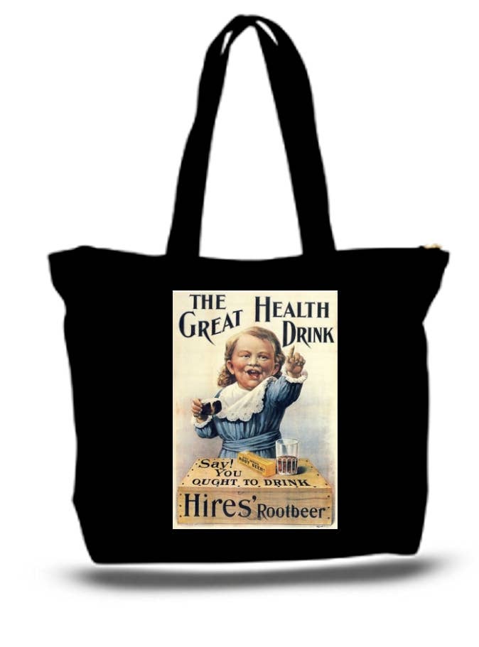 BMS BIZ - Wholesale Tote Bag - Unisex - Hired Root Beer Vintage Advertising 1901 Large Tote Grocery0