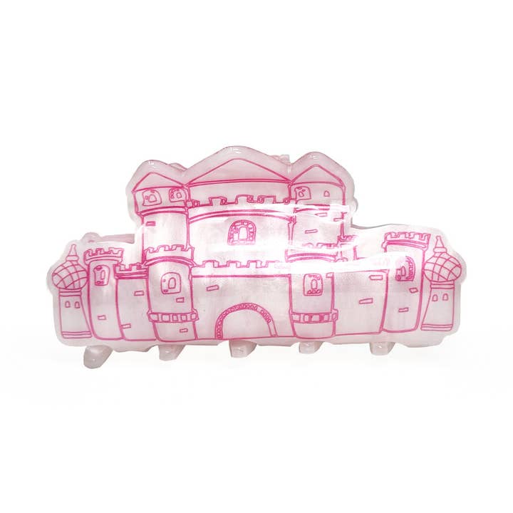 Castle Hair Clip – Pearlescent Pink Fantasy Style for wholesale by Rainbow Unicorn Birthday Surprise