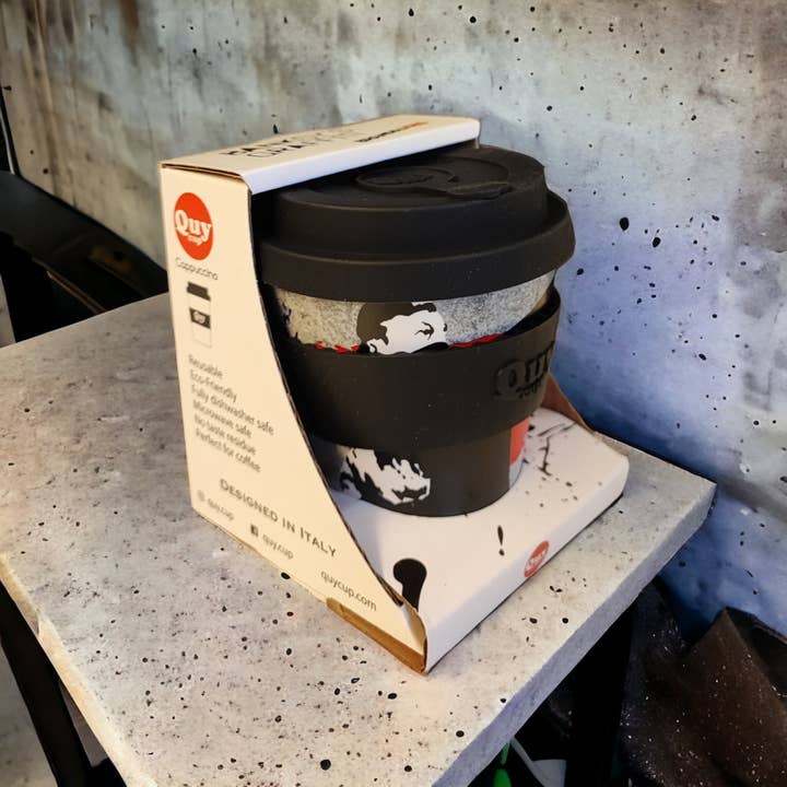 URBAN.ITY SRL - Wholesale Insulated Mug/Tumbler - Banksy Travel Cup in RPET 230 ml - The Flower Thrower6
