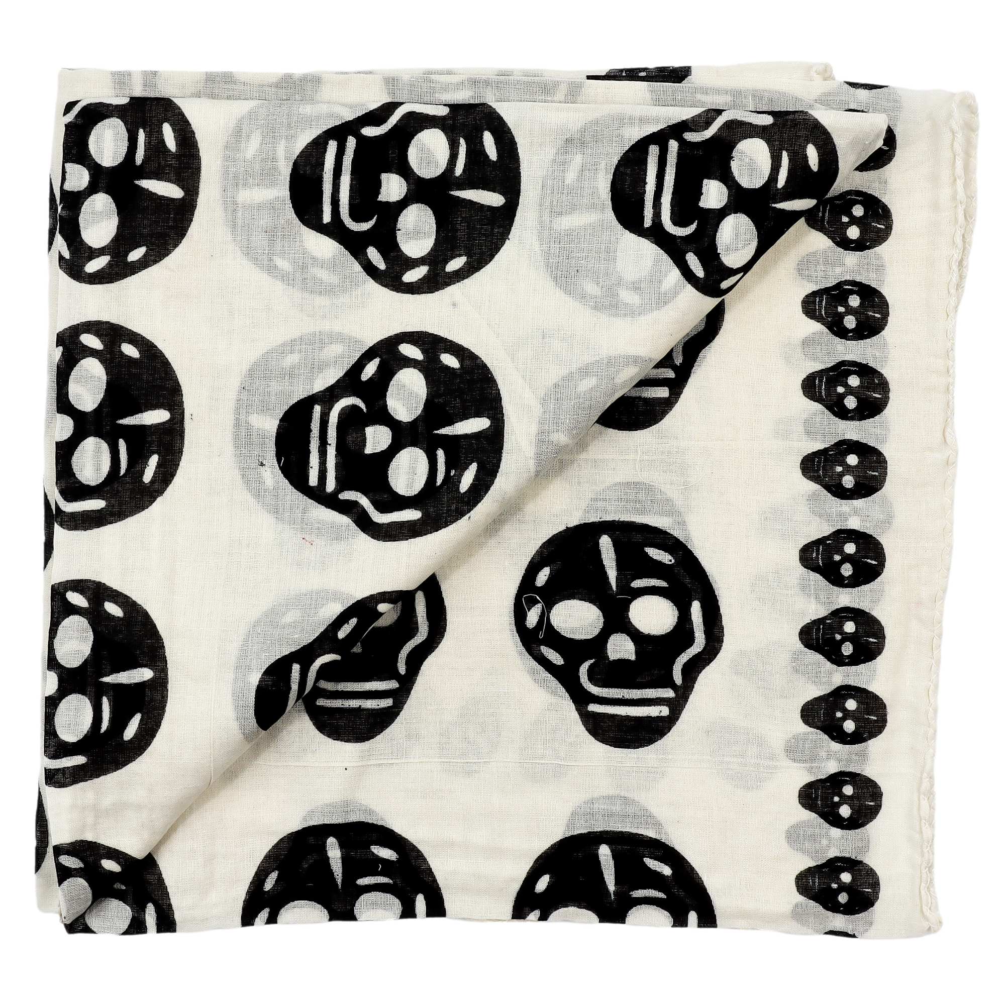 Tribal Trade GmbH - Wholesale Scarf - Unisex - Cotton Cloth Skulls White Black Square Scarf3