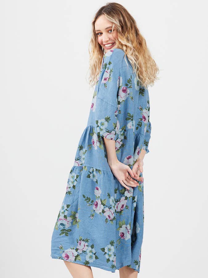 Miss Rose Sister Violet - Venta al por mayor Vestido - Mujer - VESTIDO AUDREY DE LINO CON ESTAMPADO FLORAL PARA MUJER10