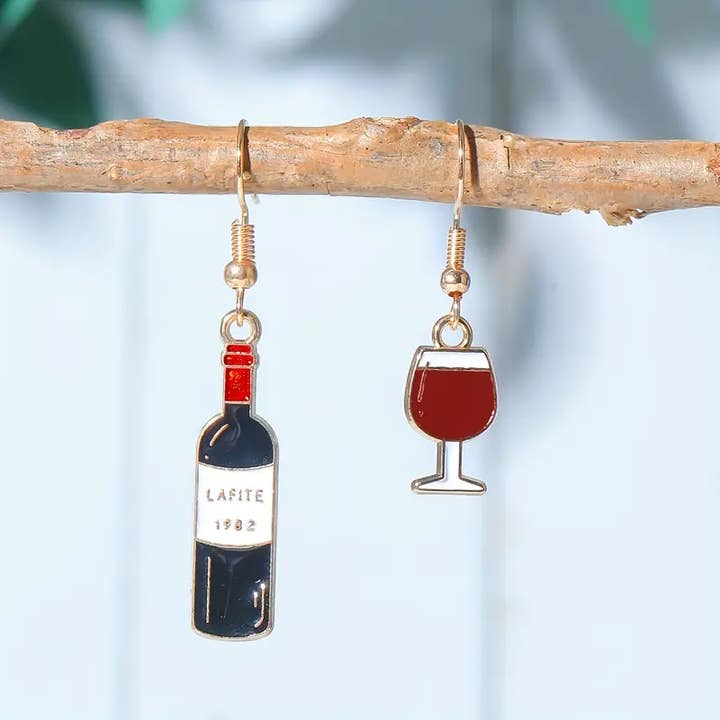 Cosy Rosie Candles - Wholesale Dangle Earrings - Red Wine Glass Earrings 0