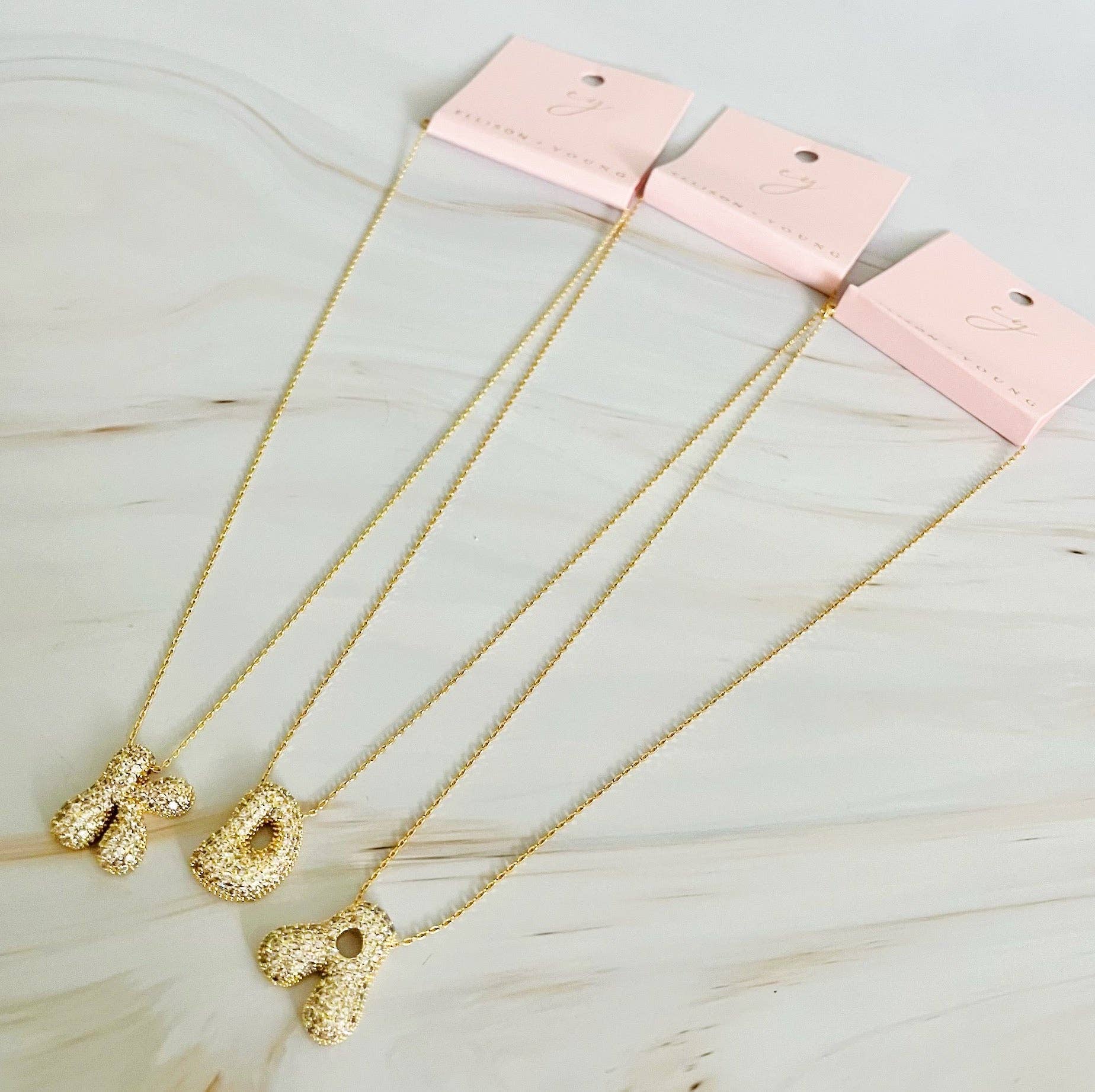 Ellison+Young – wholesale Pendant/charm necklace – Crystal Bubble Initial Necklace25