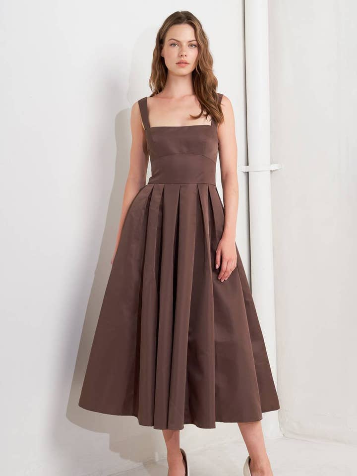 Ein solides gewebtes Midikleid - FD1781 für den Großhandel von FLYING TOMATO