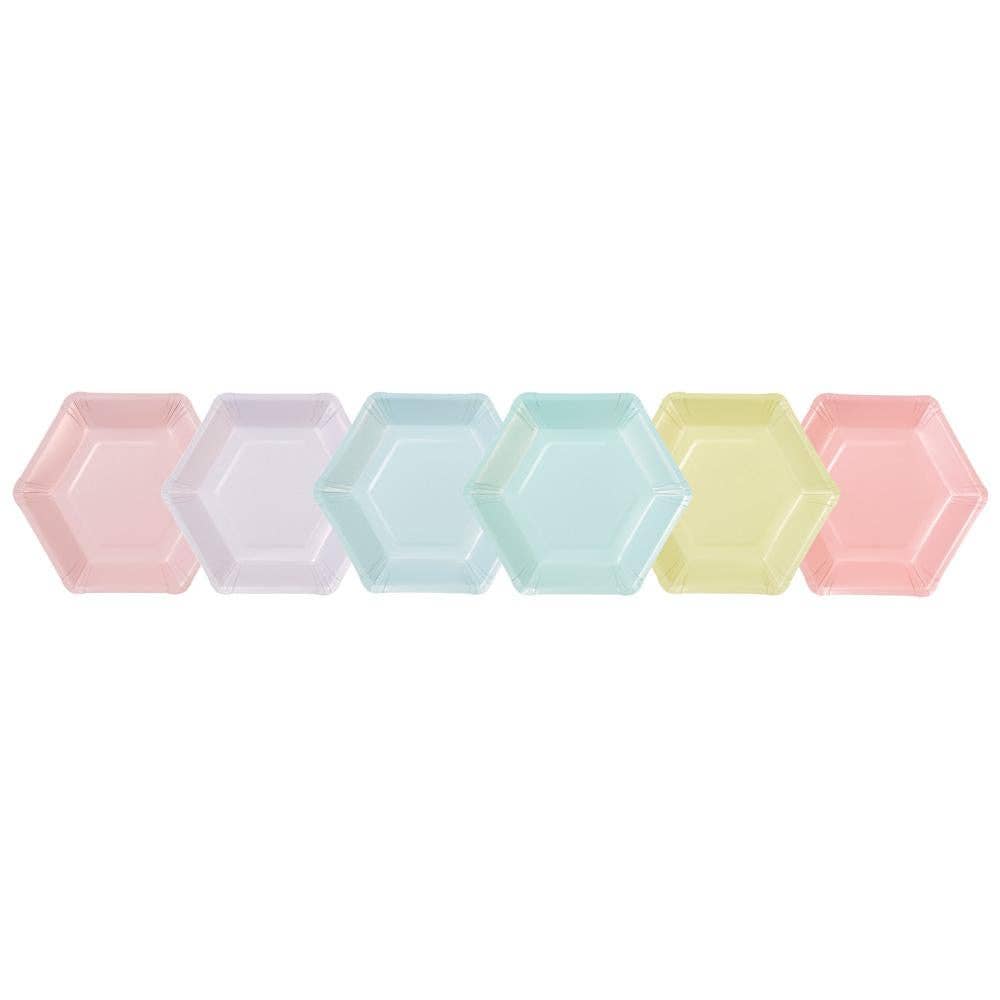 Talking Tables USA - Wholesale Disposable Plate - Pastel Hexagonal Plates - 12 Pack | Party Plates |3