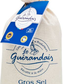 Le Guérandais Coarse grey sea salt fr Guérande linen bag for wholesale by French Feast