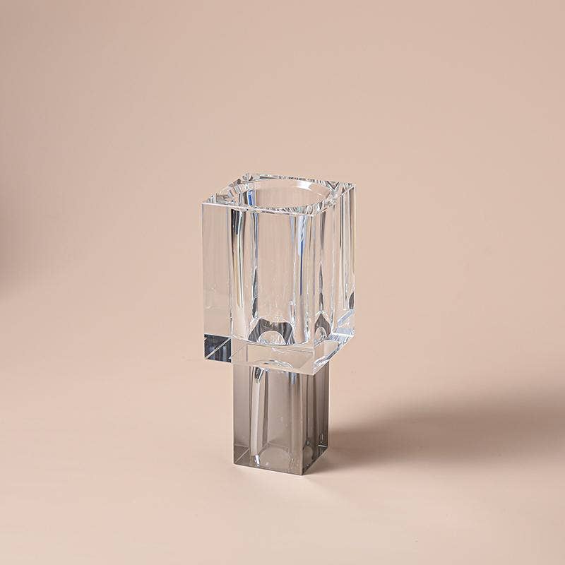 VIVIENCE – wholesale Vase – Crystal Square Vase with Colored Base9
