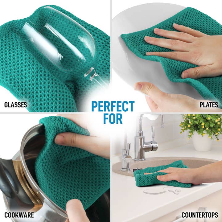 Zulay Kitchen - Wholesale Dishcloth - Waffle Weave Dish Towels – 12"x12" 6-Pack22