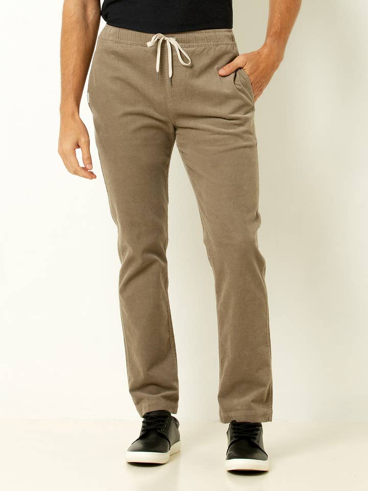 Drawstring Corduroy Pants - Tan for wholesale by Single Stitch
