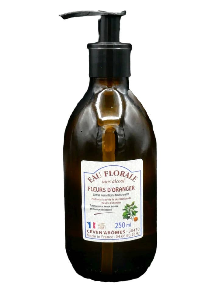 Hydrolat de Fleurs d'oranger 250ml - avec pompe pour la vente par Céven'Arômes