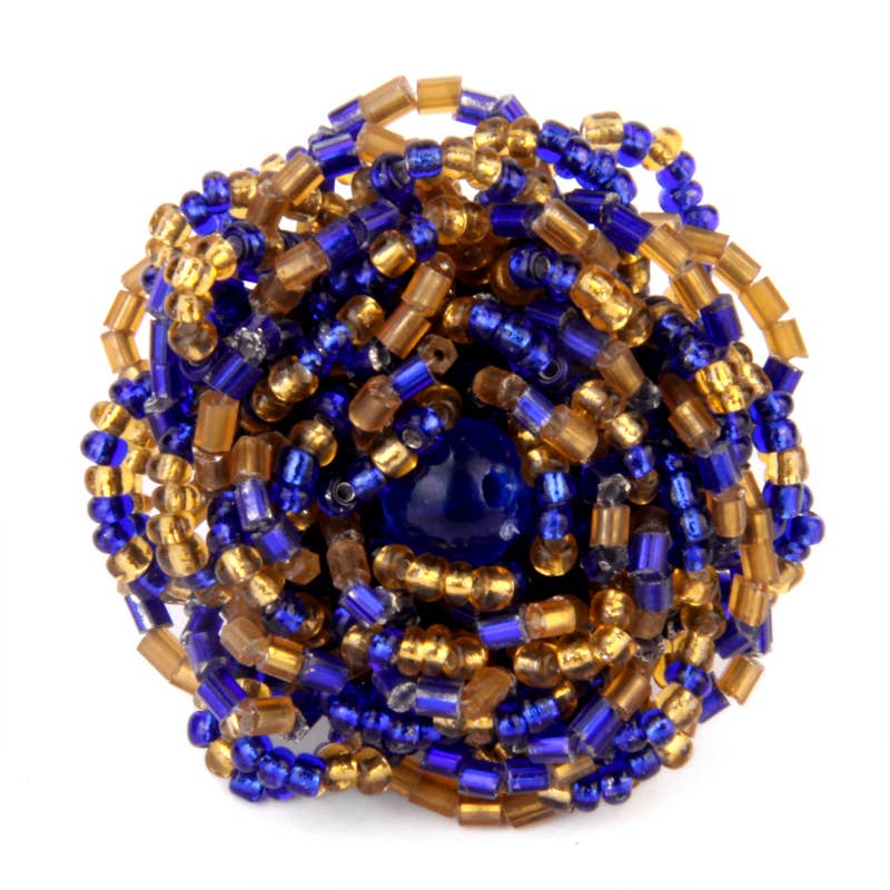 Erik & Mike - Wholesale Band/Stacked Ring - Game Day rose ring hand beaded blue and gold0