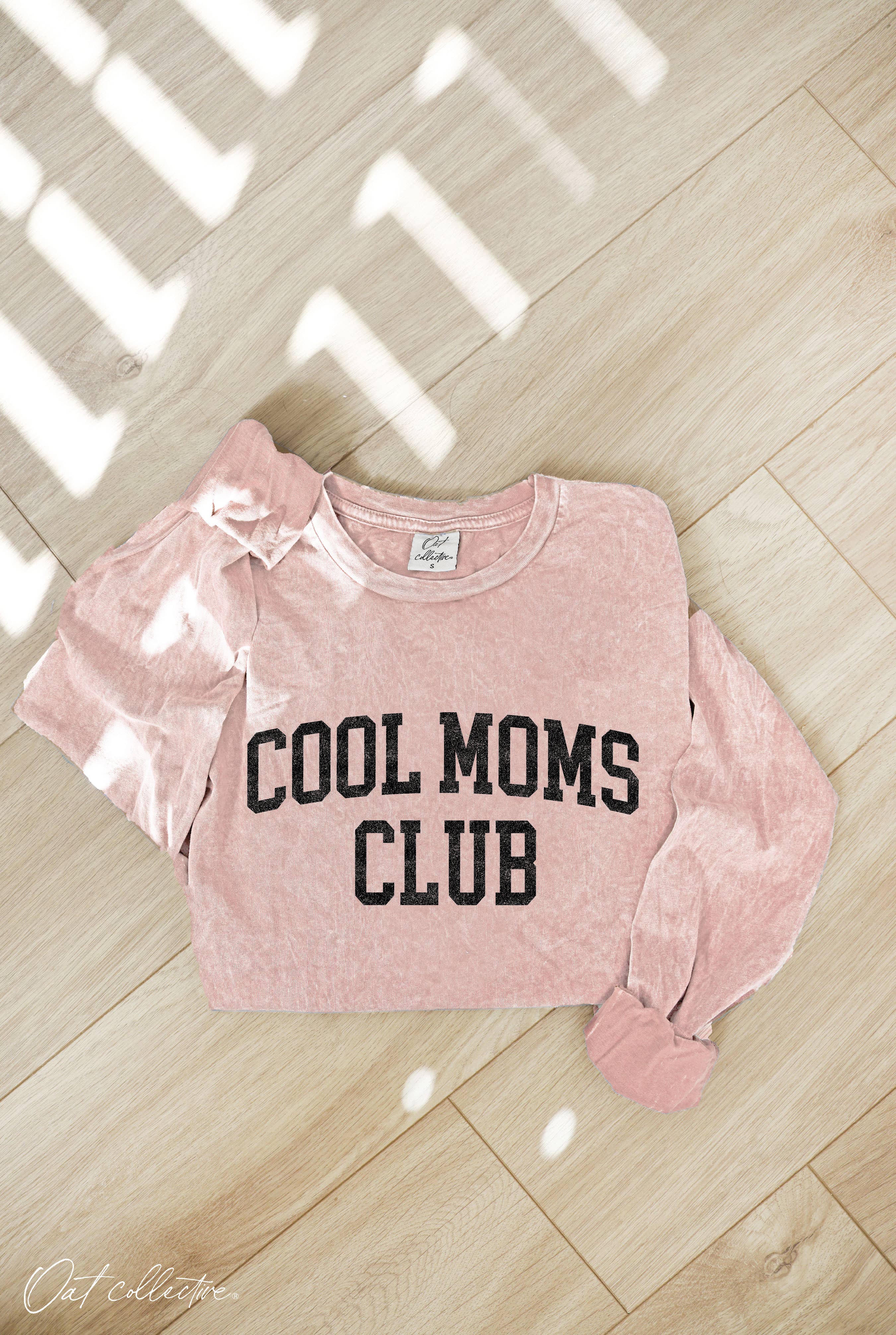 OAT COLLECTIVE - Wholesale Screen Printed T-Shirt - Women's - COOL MOMS CLUB Mineral Washed Long Sleeve Graphic2