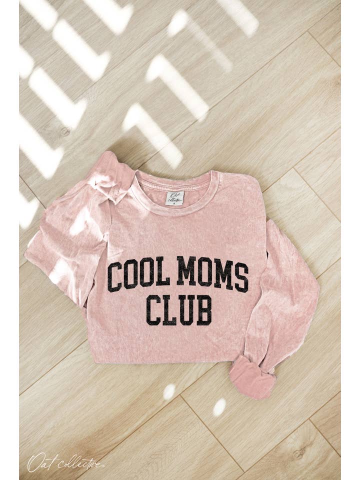 OAT COLLECTIVE - Wholesale Screen Printed T-Shirt - Women's - COOL MOMS CLUB Mineral Washed Long Sleeve Graphic2