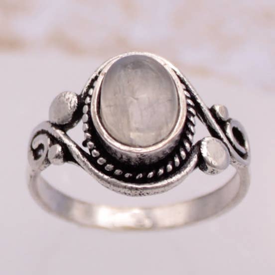 Silver Oval Stone Ethnic Ring for wholesale by ZAD