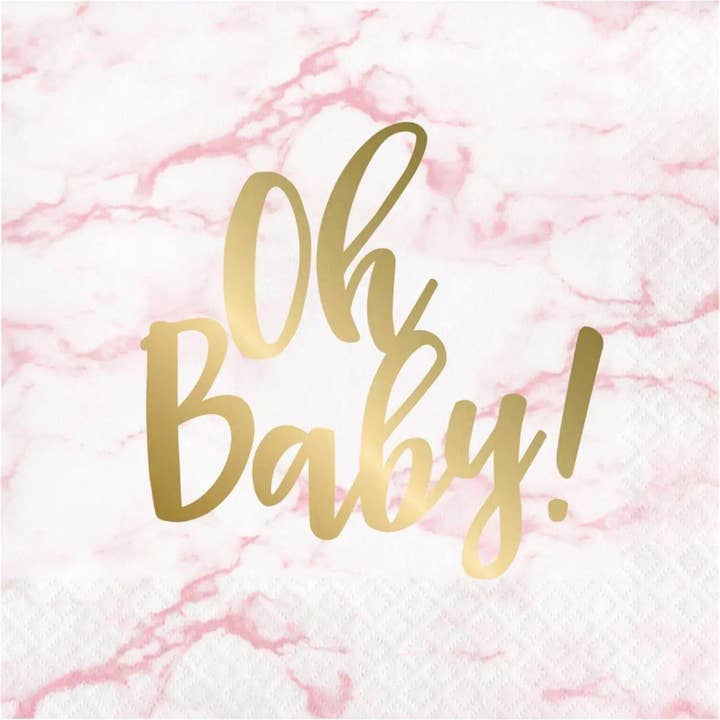 Oh Baby - Pink Marble Lunch Napkins (16ct) for wholesale by Party Expo, LLC