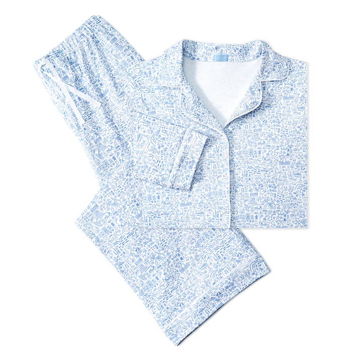 Seaside Women’s Button Front Long Pajama Set for wholesale on Faire