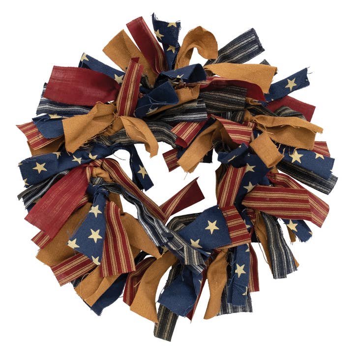 The Hearthside Collection - Wholesale Wreath - Primitive Americana Rag Wreath