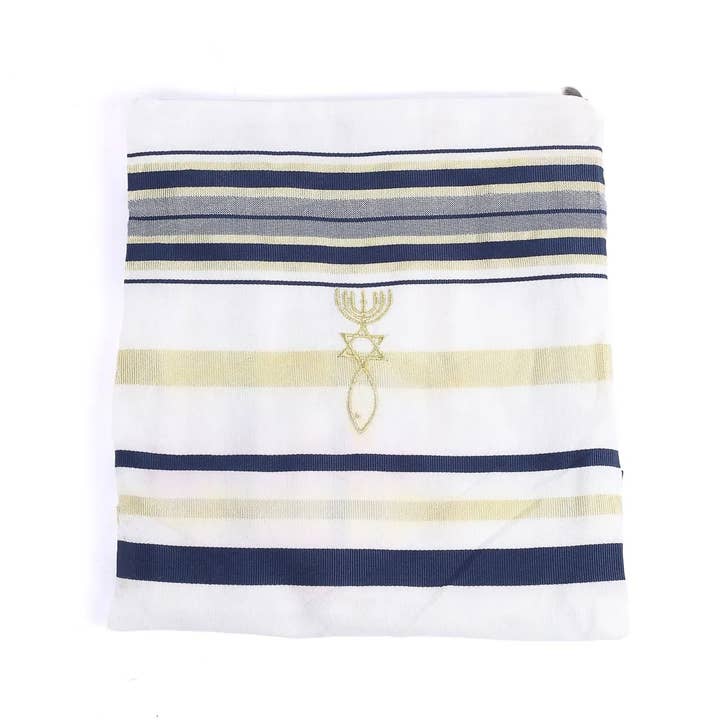 Swanson Christian Products - Wholesale Wrap - Women's - Prayer Shawl – Gold and Navy – Traditional Messianic with Tallit